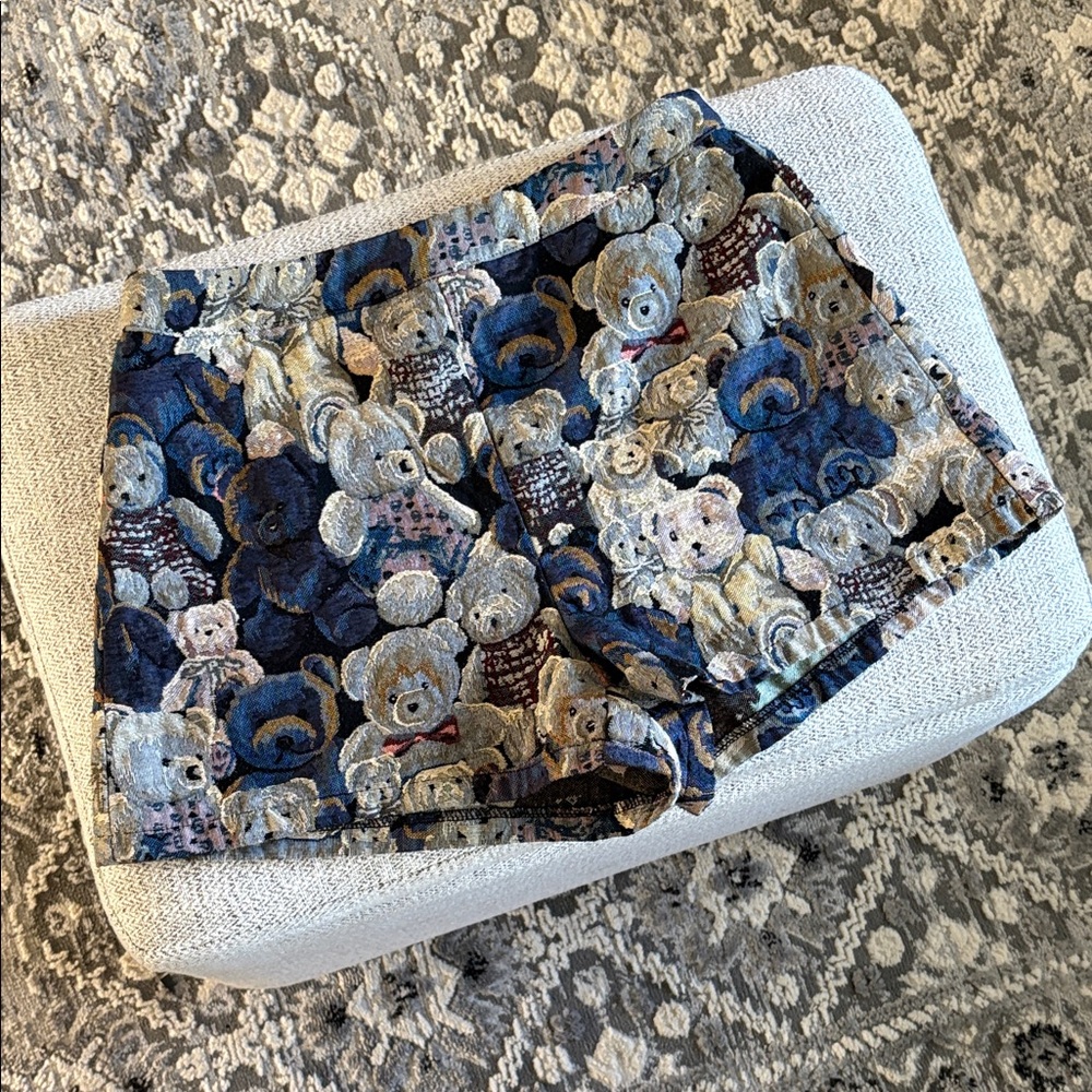 SHEIN Navy, Cream & Blue Teddy Jacquard Shorts